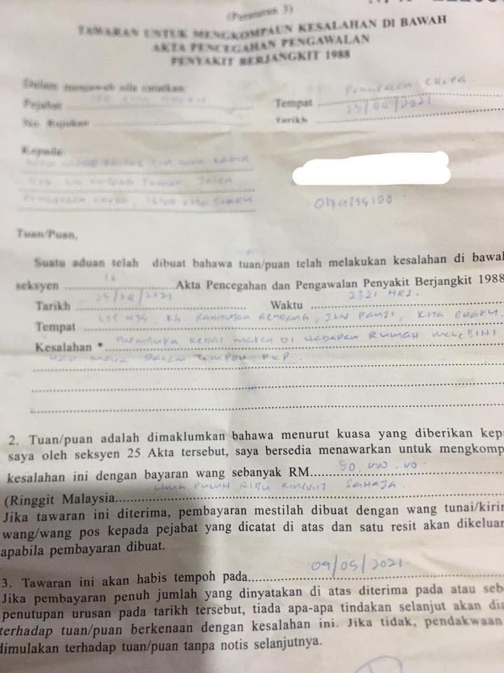 Facebook/Terengganu Voice A copy of the summons.